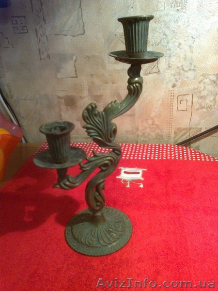 Подсвечник латунный на две свечи, советский период - <ro>Изображение</ro><ru>Изображение</ru> #1, <ru>Объявление</ru> #1014480