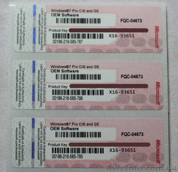 Лицензионные наклейки Windows 7 Pro - <ro>Изображение</ro><ru>Изображение</ru> #1, <ru>Объявление</ru> #1058733