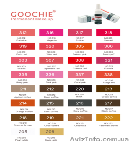 Пигменты для перманентного макияжа GOOCHIE- 16 $ - <ro>Изображение</ro><ru>Изображение</ru> #1, <ru>Объявление</ru> #1174156