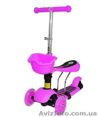 Самокат Scooter 3в1 розовый - <ro>Изображение</ro><ru>Изображение</ru> #1, <ru>Объявление</ru> #1416077