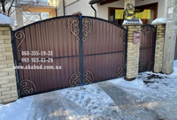 Кованые ворота с профнастилом. Распашные ворота с профнастилом - <ro>Изображение</ro><ru>Изображение</ru> #1, <ru>Объявление</ru> #1742716