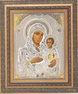 Иконы с нанесением  серебра 998 пробы,  позолоты. Литография