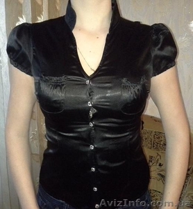 Атласная черная блузка (рубашка) - <ro>Изображение</ro><ru>Изображение</ru> #1, <ru>Объявление</ru> #1212233