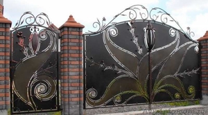 Кованые ворота, из профлиста, распашные, из профнастила - <ro>Изображение</ro><ru>Изображение</ru> #2, <ru>Объявление</ru> #1628756