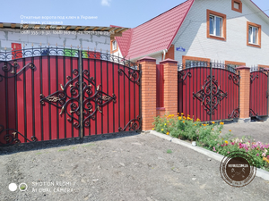 Ворота распашные кованые с профнастилом  и калиткой  - <ro>Изображение</ro><ru>Изображение</ru> #8, <ru>Объявление</ru> #1721685