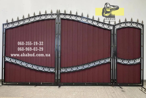 Кованые ворота с профнастилом. Распашные ворота с профнастилом - <ro>Изображение</ro><ru>Изображение</ru> #3, <ru>Объявление</ru> #1742716