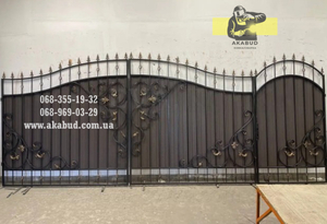 Кованые ворота с профнастилом. Распашные ворота с профнастилом - <ro>Изображение</ro><ru>Изображение</ru> #6, <ru>Объявление</ru> #1742716