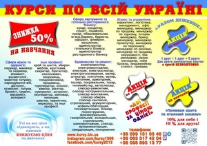 Курси бариста,  продавца,  кінолога,  телемайстера,  шугарінга,  гипсокартонщика