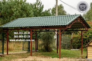 Паркани ковані із профлисту. Навіс. Ворота.