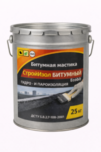 Битумная мастика СтройИзол Битумный ЭКОБИТ ведро 25, 0 кг ДСТУ Б В.2.7-108-2001 #1752718