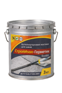 СтройИзол-Герметик ЭКОБИТ ведро 3, 0 кг бутилкаучуковая мастика для швов 