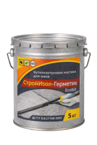 СтройИзол-Герметик ЭКОБИТ ведро 5, 0 кг бутилкаучуковая мастика для швов 