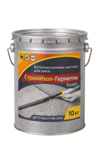 СтройИзол-Герметик ЭКОБИТ ведро 10, 0 кг бутилкаучуковая мастика для швов 