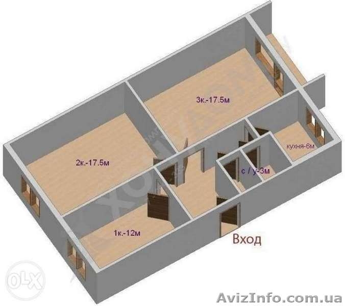 СВОЯ Большая Уютная Брежневка-3К(63м2) с Ремонтом на Косиора 33.ТОРГ! - <ro>Изображение</ro><ru>Изображение</ru> #4, <ru>Объявление</ru> #1385521