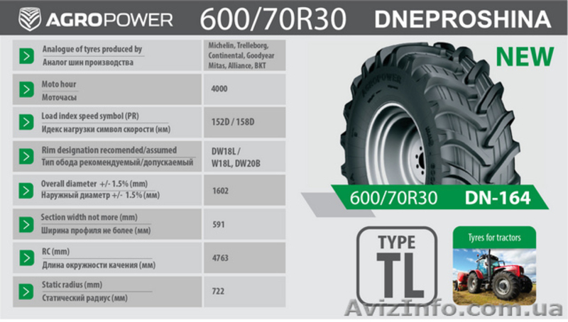 Шины 710/70R42, 520/85R42(20.8R42), 600/70R30 =DNEPROSHINA= - <ro>Изображение</ro><ru>Изображение</ru> #5, <ru>Объявление</ru> #1554794