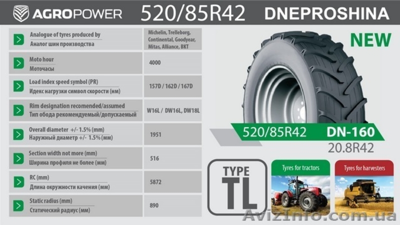 Шины 710/70R42, 520/85R42(20.8R42), 600/70R30 =DNEPROSHINA= - <ro>Изображение</ro><ru>Изображение</ru> #6, <ru>Объявление</ru> #1554794