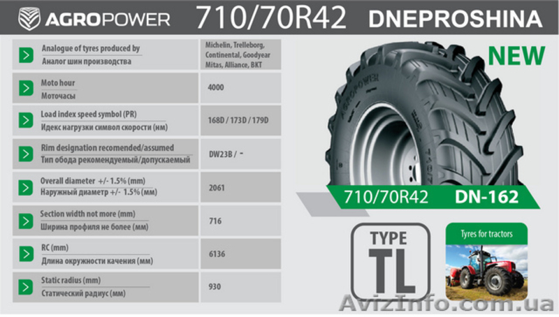 Шины 710/70R42, 520/85R42(20.8R42), 600/70R30 =DNEPROSHINA= - <ro>Изображение</ro><ru>Изображение</ru> #7, <ru>Объявление</ru> #1554794