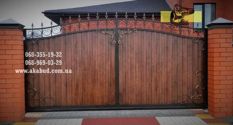 Ковані ворота із профнастилом. Розпашні ворота з профлистом - <ro>Изображение</ro><ru>Изображение</ru> #3, <ru>Объявление</ru> #1742715