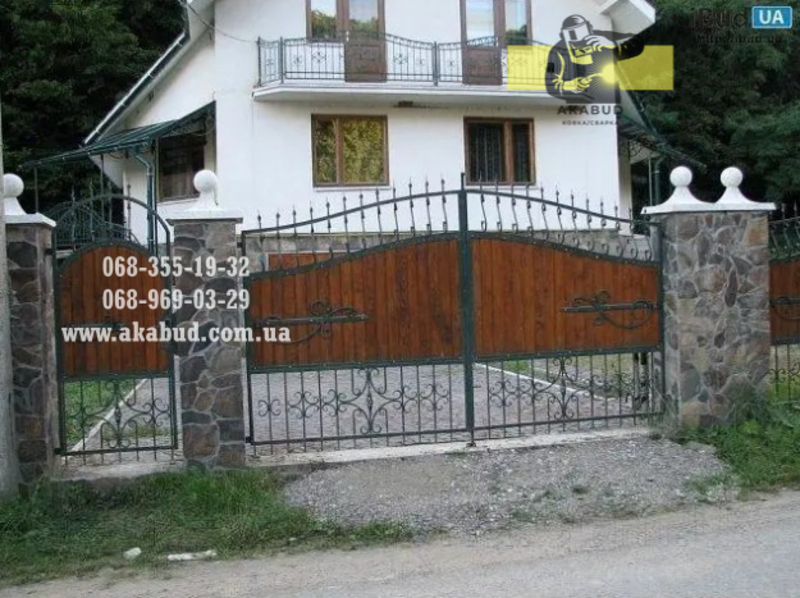 Ковані ворота із профнастилом. Розпашні ворота з профлистом - <ro>Изображение</ro><ru>Изображение</ru> #5, <ru>Объявление</ru> #1742715