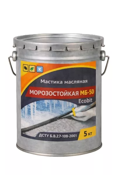 Мастика масляная морозостойкая МБ - 50 Ecobit ведро 5,0 кг (Холодная)  - <ro>Изображение</ro><ru>Изображение</ru> #1, <ru>Объявление</ru> #1752427