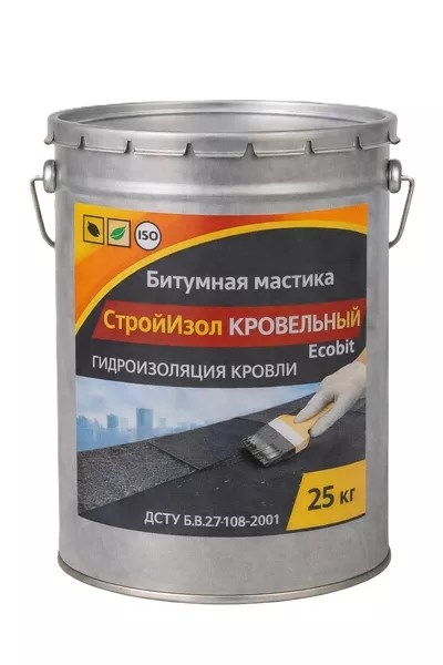 Битумная мастика ведро 25,0 кг СтройИзол Кровельный Ecobit  - <ro>Изображение</ro><ru>Изображение</ru> #1, <ru>Объявление</ru> #1752800