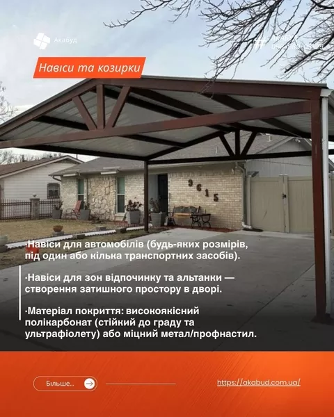 Навіси з полікарбонату під ключ Дніпро та область - <ro>Изображение</ro><ru>Изображение</ru> #2, <ru>Объявление</ru> #1754040